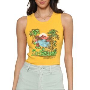 Daydreamer Yellow Camp Graphic Tank Top Women’s XS